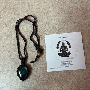 Labradorite Macrame Pendant Handcrafted Necklace